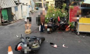 屏東琉球陡坡路口對撞事故　2名騎士相撞4人受傷