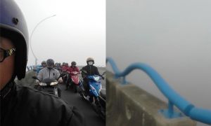 快訊》高屏大橋超大濃霧籠罩 機車道6起以上車禍大塞車