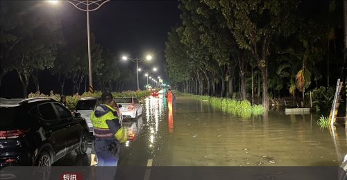 短訊》屏東潮州四維路口車道積水 道路積水封閉管制中