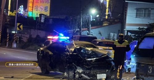 快訊》屏東市機場南路傳事故！車頭嚴重毀損、多部路邊車疑被波及